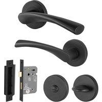 AFIT Black Bathroom Door Handle Rose Set, 1 Pair Matt Black Internal and | Size: 150mm x 150mm