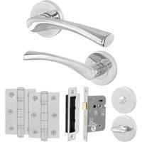 AFIT Chrome Bathroom Door Handle Rose Set, 1 Pair Polished Chrome in Silver | Size: 150mm x 150mm