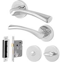 AFIT Chrome Bathroom Door Handle Rose Set, 1 Pair Polished Chrome Internal in Silver | Size: 150mm x 150mm