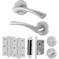 AFIT Satin Bathroom Door Handle Rose Set, 1 Pair Satin Nickel Internal in Silver | Size: 150mm x 150mm