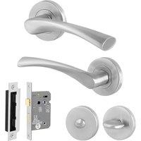 AFIT Satin Bathroom Door Handle Rose Set, 1 Pair Satin Nickel Internal and in Silver | Size: 150mm x 150mm