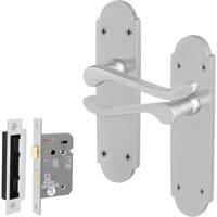 AFIT Satin Bathroom Door Handle Set, 1 Pair Satin Chrome Backplate Handle in Silver | Size: 150mm x 150mm