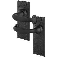 AFIT Black Antique Cast Iron Door Handles Backplate Latch 1 Pair | Size: 150mm x 150mm
