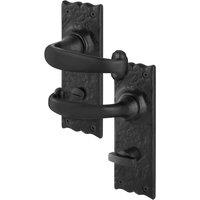 AFIT Black Antique Cast Iron Door Handles Bathroom Backplate 1 Pair | Size: 150mm x 150mm
