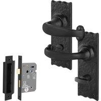 AFIT Black Antique Cast Iron Bathroom Door Handles, WC Lock 64mm 1 Pair | Size: 150mm x 150mm