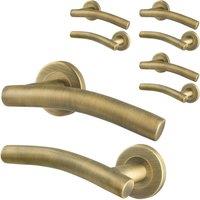 AFIT 4 Pairs of Antique Brass Curved Internal Lever Handles in Bronze | Size: 150mm x 150mm