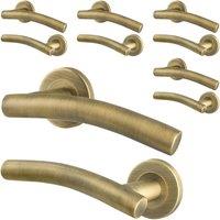 AFIT 5 Pairs of Antique Brass Curved Internal Lever Handles in Bronze | Size: 150mm x 150mm