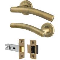 AFIT 1 Pair of Antique Brass Curved Internal Lever Handles & Latch 64mm in Bronze | Size: 150mm x 150mm
