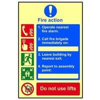 Scan Fire Action Procedure - Photoluminescent Sign 200 X 300mm