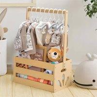Havendro Wooden Baby Storage Basket Hamper with Handles in Beige | Size: 600mm
