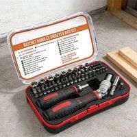 Ventryn 61-Piece Ratchet Screwdriver Set with 1/4in Hex Shank Bits in Black