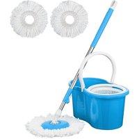 Nordara Blue 360 Spin Mop Bucket Set, Microfiber Rotating Heads, 2 Heads