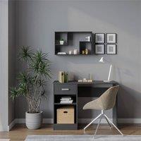 SPETLEK Rectangular Wooden Floating Wall Shelf Display Storage Unit in Black