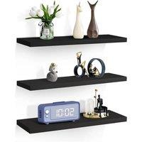 SPETLEK Set of 3 Black Floating Wall Shelves 40x15x1.5cm Picture Ledge Display Book Shelf | Size: 40x15x1.5 cm