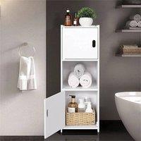 Nordara Waterproof Free Standing Bathroom Tall Storage Cabinet Cupboard in White