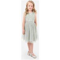 Maya Deluxe Girl's Flower Girl Embellished Midi Dress in Mint | Size: 11-12 Years