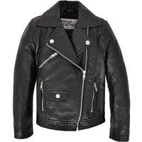 House of Leather Girl's Leather Cross Zip Biker Style Jacket Linnie in Black | Size: 4-5 Years