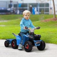 HOMCOM Electric Quad Bike 6V Kids Ride On ATV with Back Trailer for 18-36 Months in Blue