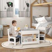 HOMCOM 3-Piece Kids Table & Chair Set for Nursery, Playroom, Classroom in Grey