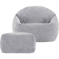 icon Kids Corduroy Beanbag & Foostool in Light Grey