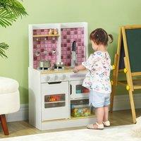 AIYAPLAY Kids Play Kitchen, Pretend Play Kitchen for Ages 3+, White