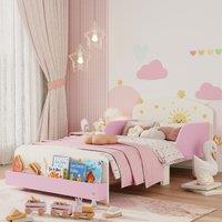 AIYAPLAY Toddler Bed, Themed Kids Bed Frame with Storage in Pink
