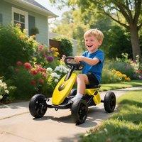 AIYAPLAY Kids Go-kart with Silent EVA Wheels, Metal Frame, Easy Pedal Control in Yellow