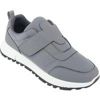 Pegasus Men's Wide Fit Touch Fasten Trainers - Breathable Memory Foam Comfort Shoes in Charcoal | Size: 8
