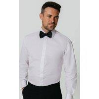Dobell Men's White Plain Front Standard Collar Dress Shirt | Size: 21.5 in