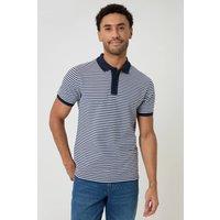 Threadbare Men's Stripe Cotton Pique Polo Shirt in Navy | Size: Large