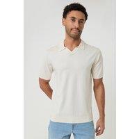 Threadbare Men's Knitted Short Sleeve Trophy Neck Polo in Natural | Size: XL