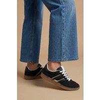 Oasis Women's Jamie Faux Suede Lace Up Trainers in Natural Black | Size: 7