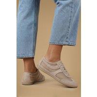Oasis Women's Lucy Mesh Lace Up Trainers in Neutral | Size: 4