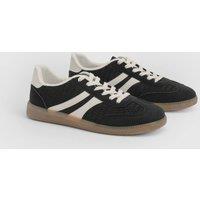 Dorothy Perkins Women's Jackie Faux Suede Striped Lace Up Trainers in Black | Size: 3