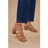 Dorothy Perkins Women's Ynes Faux Suede Block Heeled Open Toe Strappy Sandals in Tan | Size: 4