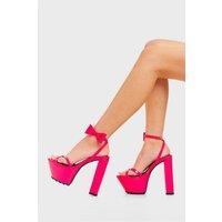 Lamoda Women's Not Your Fuchsia Platform Sandals Open Toe Strap High Heels in Pink | Size: 4