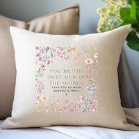 Aye Do Gifts Women's Personalised Best Mum In The World Cushion in Beige | Size: 40 cm x 40 cm
