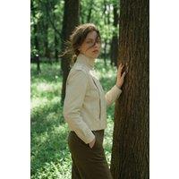 OUTTA BOX Women's Zipped Stand Collar PU Jacket for Women - Casual, Chic & Elegant in Beige | Size: Small