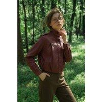 OUTTA BOX Women's Zipped Stand Collar PU Jacket for Women - Casual, Chic & Elegant in Wine | Size: Large