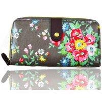 Fontanella Fashion Women's Floral Long Bifold Waterproof Purse in Dark Grey
