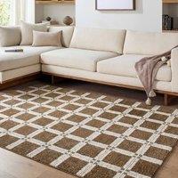 Livabliss La Luna Modern Graphic Living Dining Rug in Dark Brown | Size: 200 cm x 275 cm