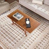 Livabliss Alba Global Ivory Green Brown Taupe Graphic Living Rug | Size: 200 cm x 275 cm