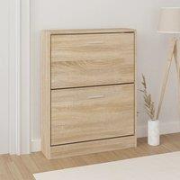 Berkfield Home Shoe Cabinet Oak 59x17x81 cm Engineered Wood in Brown | Size: 59 x 17 x 81 cm