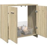 Berkfield Home Bathroom Sink Cabinet Sonoma Oak 60x33x60 cm Engineered Wood in Brown | Size: 60 x 33 x 60 cm