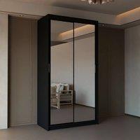 Sliding Wardrobes 4U Double Mirror Sliding Wardrobe With LED Light W90cm x H200cm x D62cm in Black