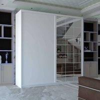 Sliding Wardrobes 4U Cubbix Single Mirror Sliding Door Wardrobe 200cm X 217cm in White | Size: 200 cm X 217 cm