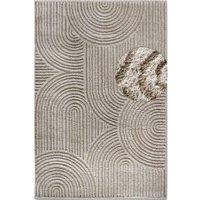 THE RUGS Chappe High Pile Rug Runner Soft Geometric Polyester Shaggy Rug in Beige | Size: 80 cm x 120 cm