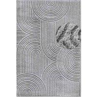 THE RUGS Chappe High Pile Rug Runner Soft Geometric Polyester Shaggy Rug in Grey | Size: 80 cm x 120 cm