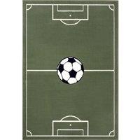 THE RUGS Short Pile Children Rug Runner Estadio Polypropylene Football Play Rug in Green | Size: 120 cm x 170 cm