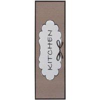 THE RUGS Cook & Clean Anti Slip Kitchen Runner Polyester Floor Rug in Beige | Size: 50 cm x 150 cm